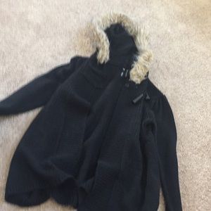 Cardigan with fur hood size M MEDIUM